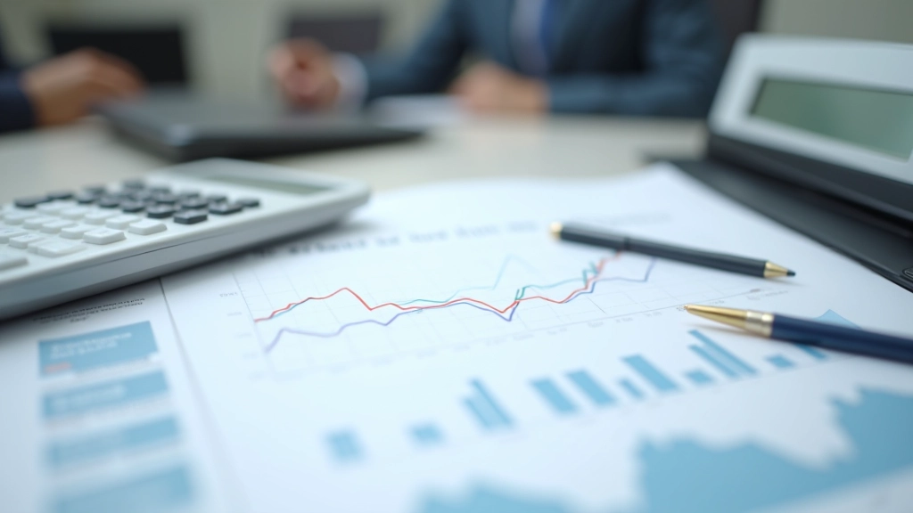 Diagramm mit Handelsstatistiken und Wirtschaftsdaten auf Papier, daneben ein Stift